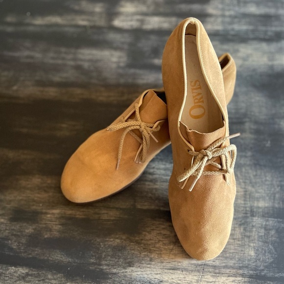 Orvis Women's Suede Lace-Up Flats Tan Size 7.5 Casual Lightweight Shoes​ - Picture 2 of 7